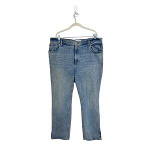 Abercrombie and Fitch ultra high rise 90s straight jean light wash split hem 34‎